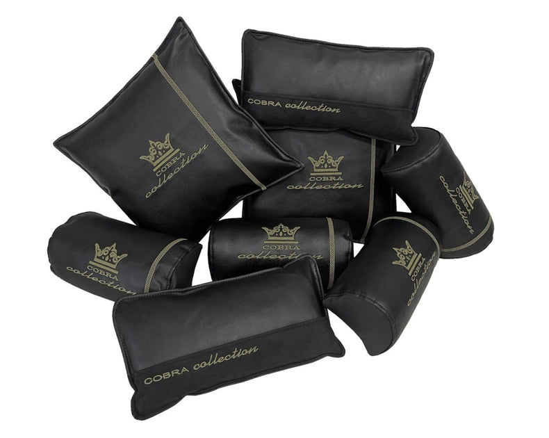 VIP Car Interior Set Black With Gold Stitch Smooth Pillows