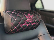 VIP Car Interior Set Black With Pink Diamond Stitch Pillows