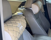 VIP Car Interior Set Tan With Cream Diamond Stitch Pillows