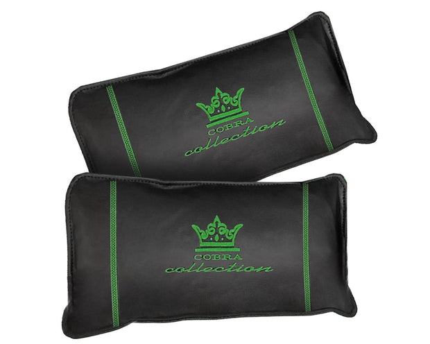 VIP Car Interior Smooth Set Black With Green Stitch Pillows