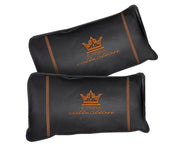 VIP Car Interior Smooth Set Black With Orange Stitch Pillows