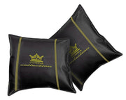 VIP Car Interior Smooth Set Black With Yellow Stitch Pillows