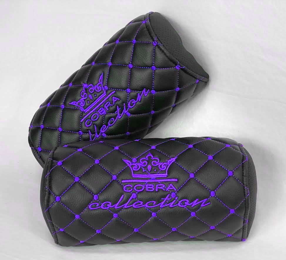 VIP Car Interior Set Black With Purple Diamond Stitch Pillows