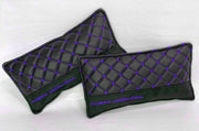 VIP Car Interior Set Black With Purple Diamond Stitch Pillows