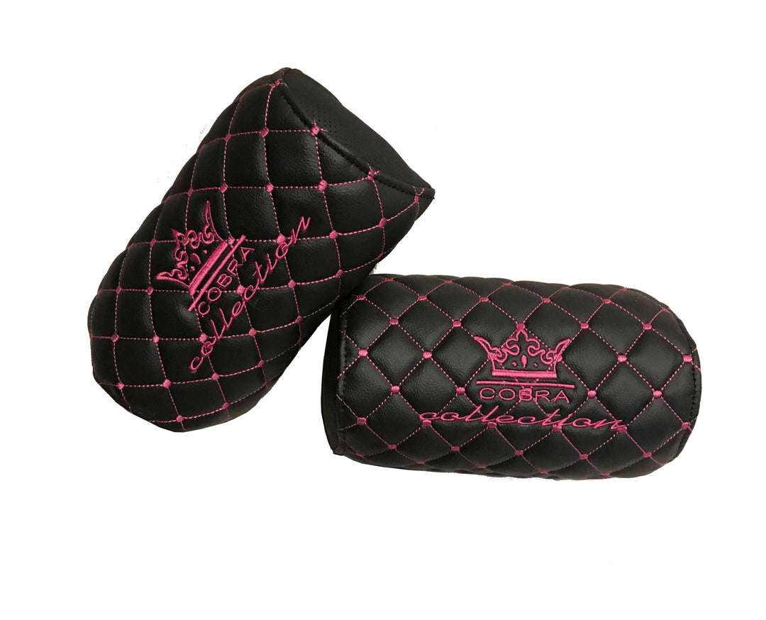 VIP Car Interior Set Black With Pink Diamond Stitch Pillows
