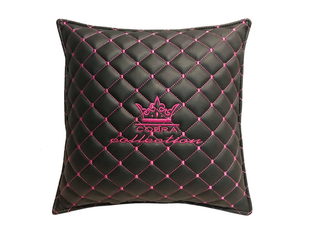 VIP Car Interior Set Black With Pink Diamond Stitch Pillows