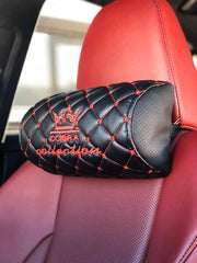 VIP Car Interior Set Black With Red Diamond Stitch Pillows