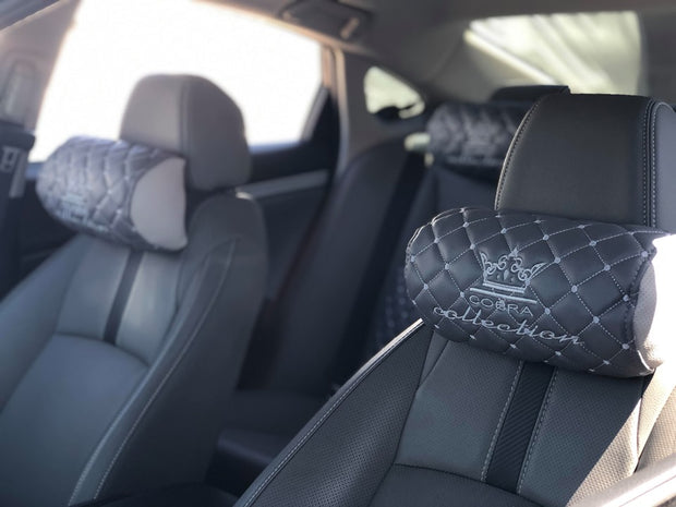 VIP Car Interior Set Grey With Silver Diamond Stitch Pillows
