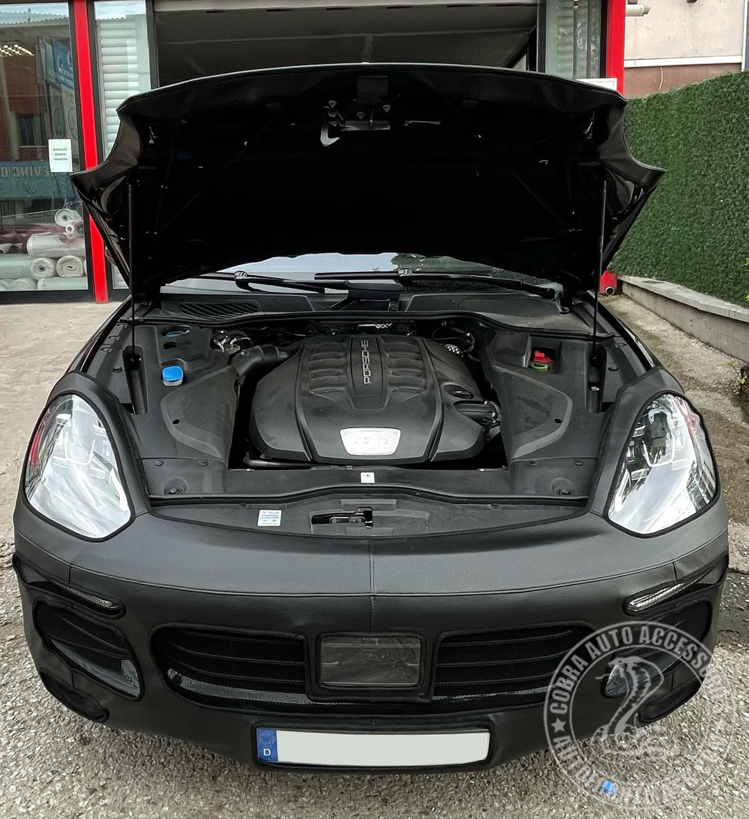 Carbon Fiber Look Hood Bra For Porsche Cayenne 2002-2010 - Front End Nose Mask Protection - View #5