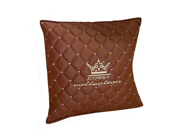 VIP Car Interior Set Brown With Cream Diamond Stitch Pillows