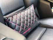 VIP Car Interior Set Black With Pink Diamond Stitch Pillows