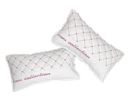 VIP Car Interior Set White With Pink Diamond Stitch Pillows