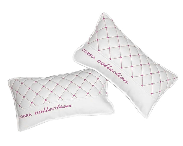 VIP Car Interior Set White With Pink Diamond Stitch Pillows